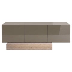 Modern Travertine Marble and Gloss Lacquered Sideboard Buffet Mogg Block RAL7006