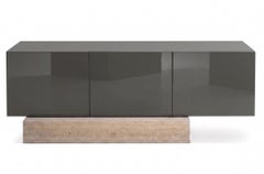 Modern Travertine Marble and Gloss Lacquered Sideboard Buffet Mogg Block RAL7022
