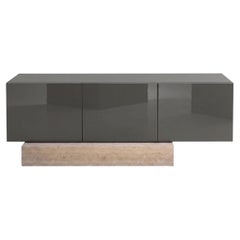 Modern Travertine Marble and Gloss Lacquered Sideboard Buffet Mogg Block RAL7022