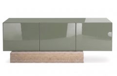 Modern Travertine Marble and Gloss Lacquered Sideboard Buffet Mogg Block RAL7033