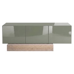 Modern Travertine Marble and Gloss Lacquered Sideboard Buffet Mogg Block RAL7033
