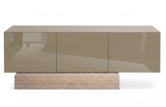 Modern Travertine Marble and Gloss Lacquered Sideboard Buffet Mogg Block RAL7034