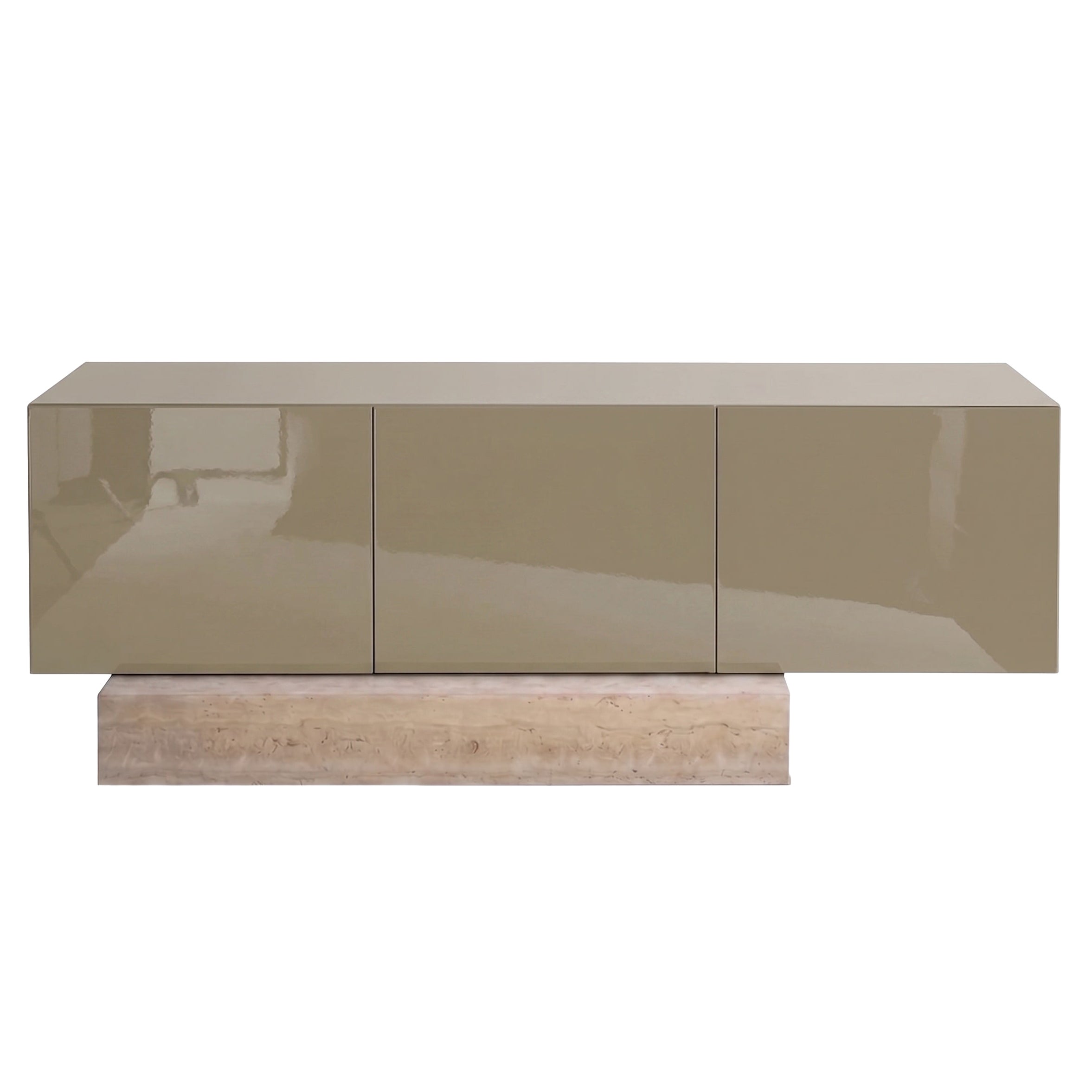 Modern Travertine Marble and Gloss Lacquered Sideboard Buffet Mogg Block RAL7034