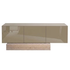 Modern Travertine Marble and Gloss Lacquered Sideboard Buffet Mogg Block RAL7034