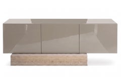 Modern Travertine Marble and Gloss Lacquered Sideboard Buffet Mogg Block RAL7044