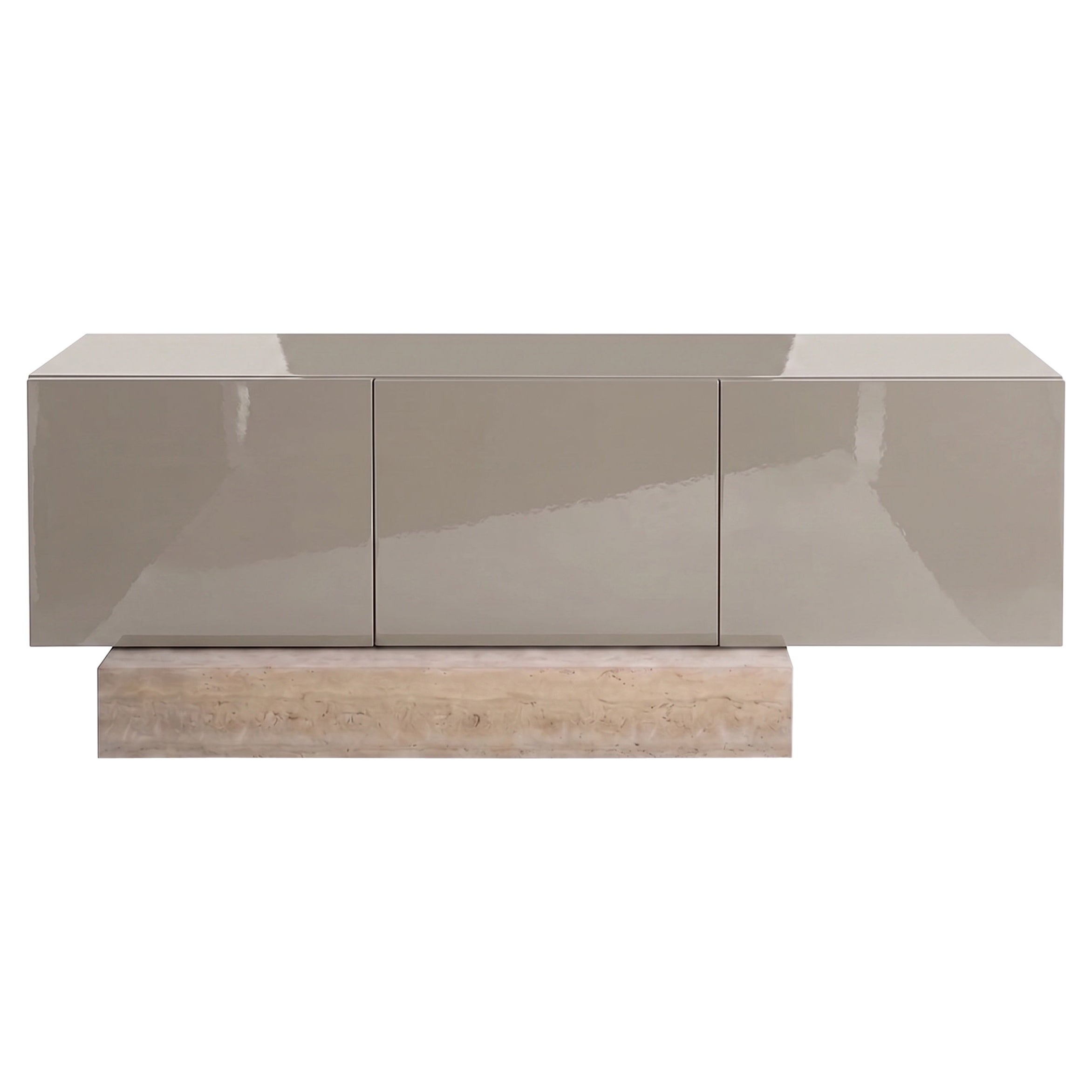 Modern Travertine Marble and Gloss Lacquered Sideboard Buffet Mogg Block RAL7044