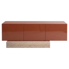 Modern Travertine Marble and Gloss Lacquered Sideboard Buffet Mogg Block RAL8004