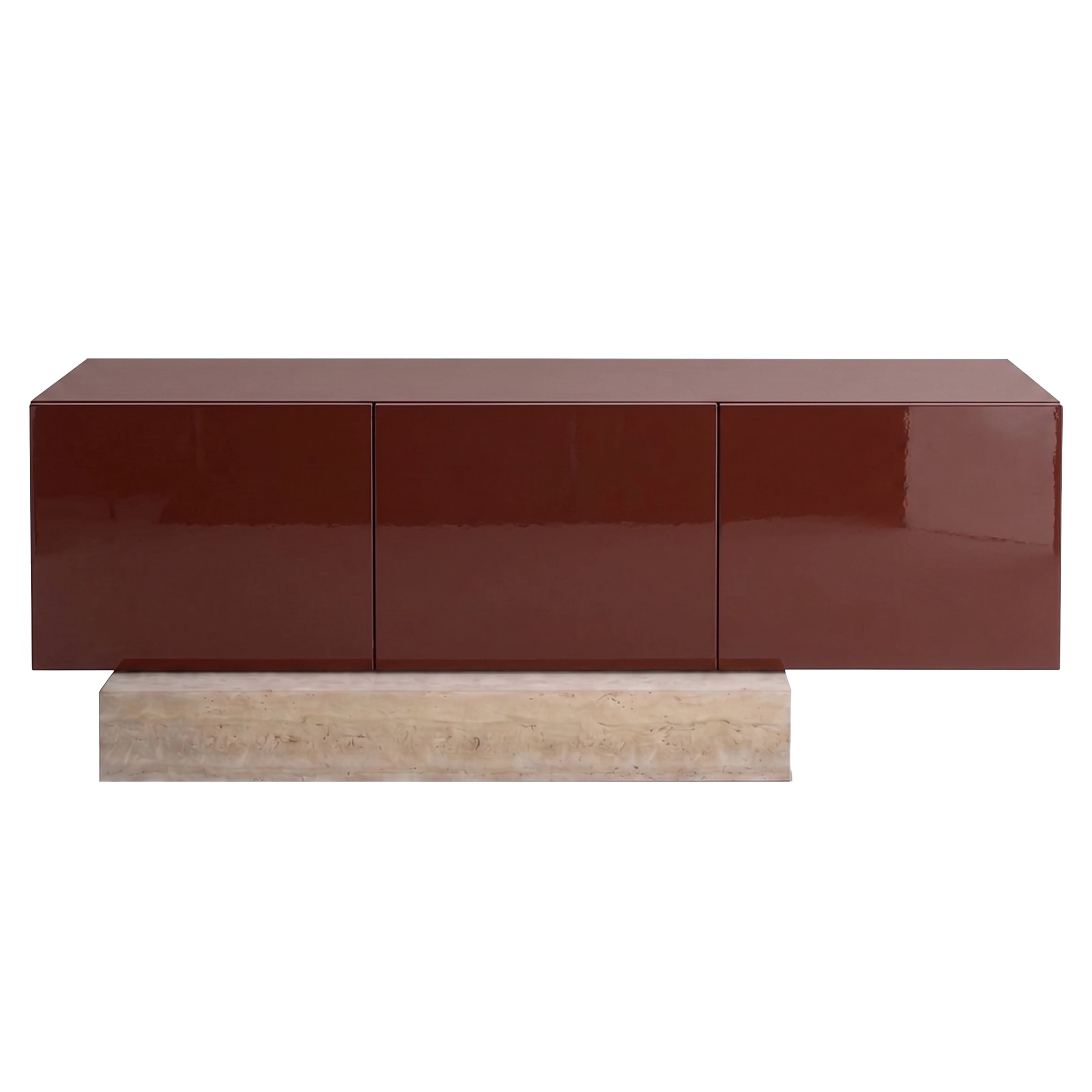 Modern Travertine Marble and Gloss Lacquered Sideboard Buffet Mogg Block RAL8012
