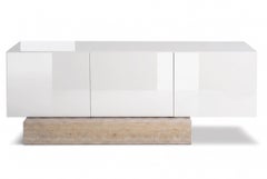 Modern Travertine Marble and Gloss Lacquered Sideboard Buffet Mogg Block RAL9016