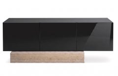 Modern Travertine Marble and Gloss Lacquered Sideboard Buffet Mogg Block RAL9017
