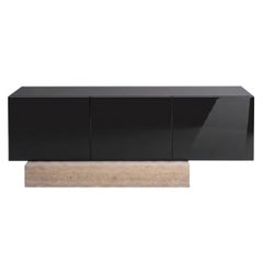 Modern Travertine Marble and Gloss Lacquered Sideboard Buffet Mogg Block RAL9017