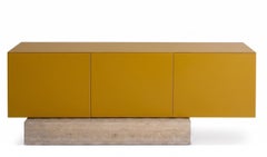 Modern Travertine Marble and Matt Lacquered Sideboard Buffet Mogg Block RAL 1027