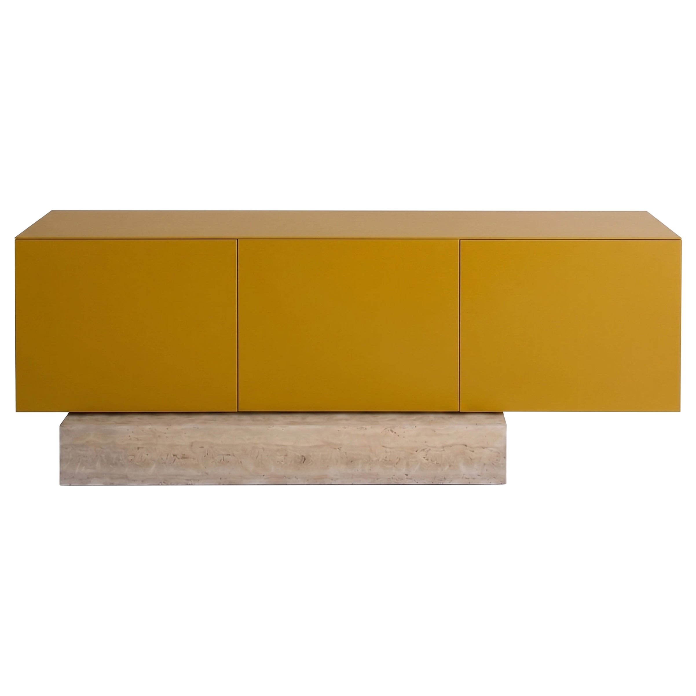 Modern Travertine Marble and Matt Lacquered Sideboard Buffet Mogg Block RAL 1027