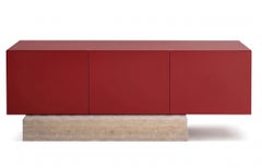 Modern Travertine Marble and Matt Lacquered Sideboard Buffet Mogg Block RAL 3001