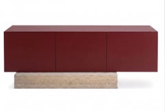 Modern Travertine Marble and Matt Lacquered Sideboard Buffet Mogg Block RAL 3004