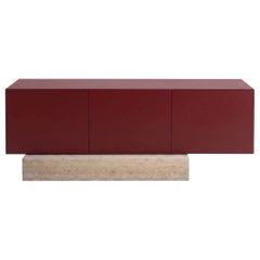 Modern Travertine Marble and Matt Lacquered Sideboard Buffet Mogg Block RAL 3004