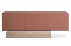 Modern Travertine Marble and Matt Lacquered Sideboard Buffet Mogg Block RAL 3012