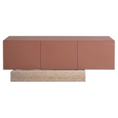 Modern Travertine Marble and Matt Lacquered Sideboard Buffet Mogg Block RAL 3012