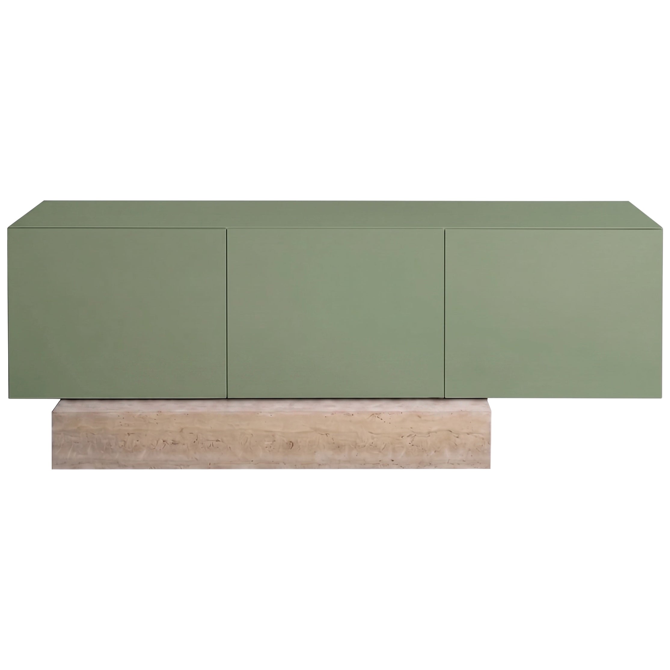 Modern Travertine Marble and Matt Lacquered Sideboard Buffet Mogg Block RAL 6021