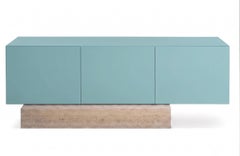 Modern Travertine Marble and Matt Lacquered Sideboard Buffet Mogg Block RAL 6034