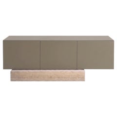 Modern Travertine Marble and Matt Lacquered Sideboard Buffet Mogg Block RAL 7006