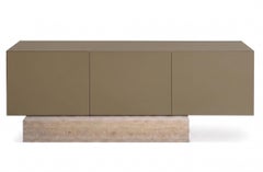 Modern Travertine Marble and Matt Lacquered Sideboard Buffet Mogg Block RAL 7008