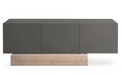 Modern Travertine Marble and Matt Lacquered Sideboard Buffet Mogg Block RAL 7022