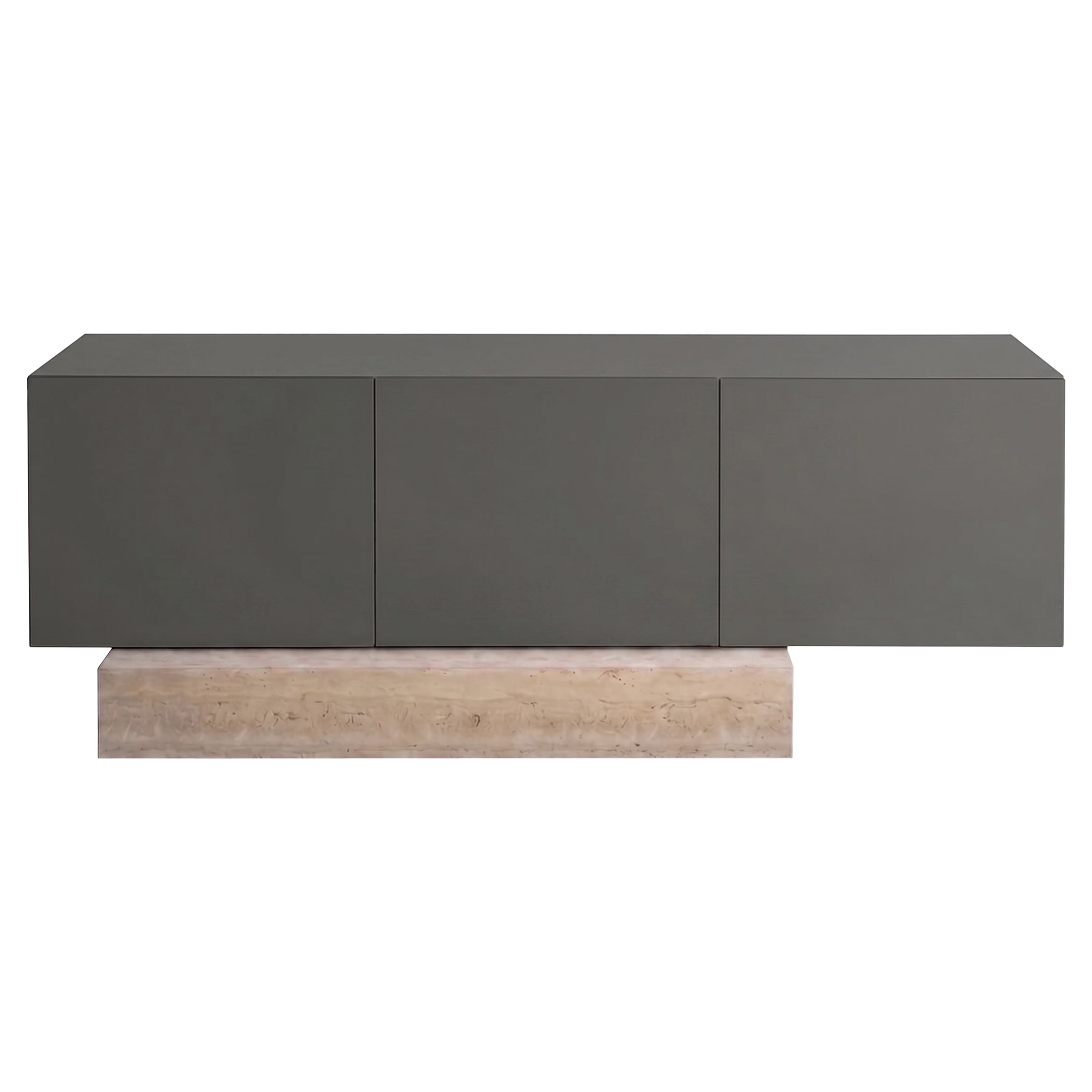 Modern Travertine Marble and Matt Lacquered Sideboard Buffet Mogg Block RAL 7022