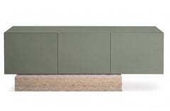 Modern Travertine Marble and Matt Lacquered Sideboard Buffet Mogg Block RAL 7033
