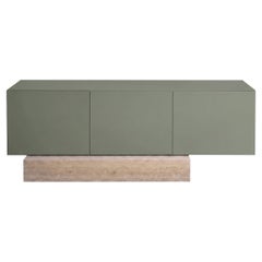 Modern Travertine Marble and Matt Lacquered Sideboard Buffet Mogg Block RAL 7033