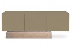 Modern Travertine Marble and Matt Lacquered Sideboard Buffet Mogg Block RAL 7034