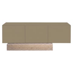 Modern Travertine Marble and Matt Lacquered Sideboard Buffet Mogg Block RAL 7034