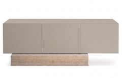 Modern Travertine Marble and Matt Lacquered Sideboard Buffet Mogg Block RAL 7044