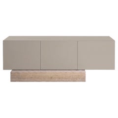 Modern Travertine Marble and Matt Lacquered Sideboard Buffet Mogg Block RAL 7044