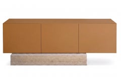 Modern Travertine Marble and Matt Lacquered Sideboard Buffet Mogg Block RAL 8001