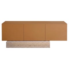 Modern Travertine Marble and Matt Lacquered Sideboard Buffet Mogg Block RAL 8001