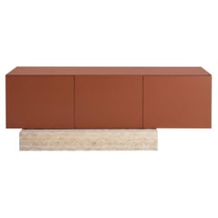 Modern Travertine Marble and Matt Lacquered Sideboard Buffet Mogg Block RAL 8004