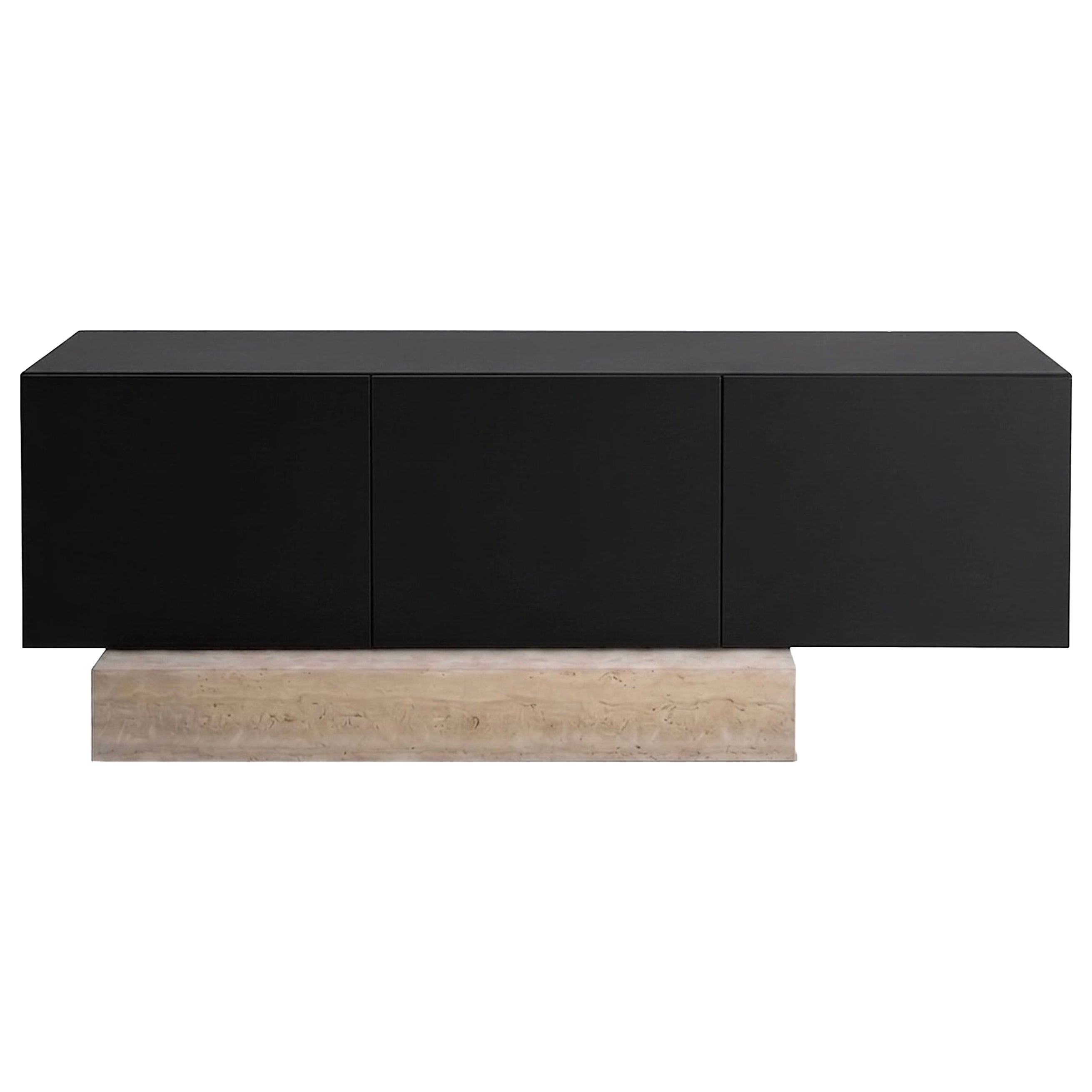 Modern Travertine Marble and Matt Lacquered Sideboard Buffet Mogg Block RAL 9017