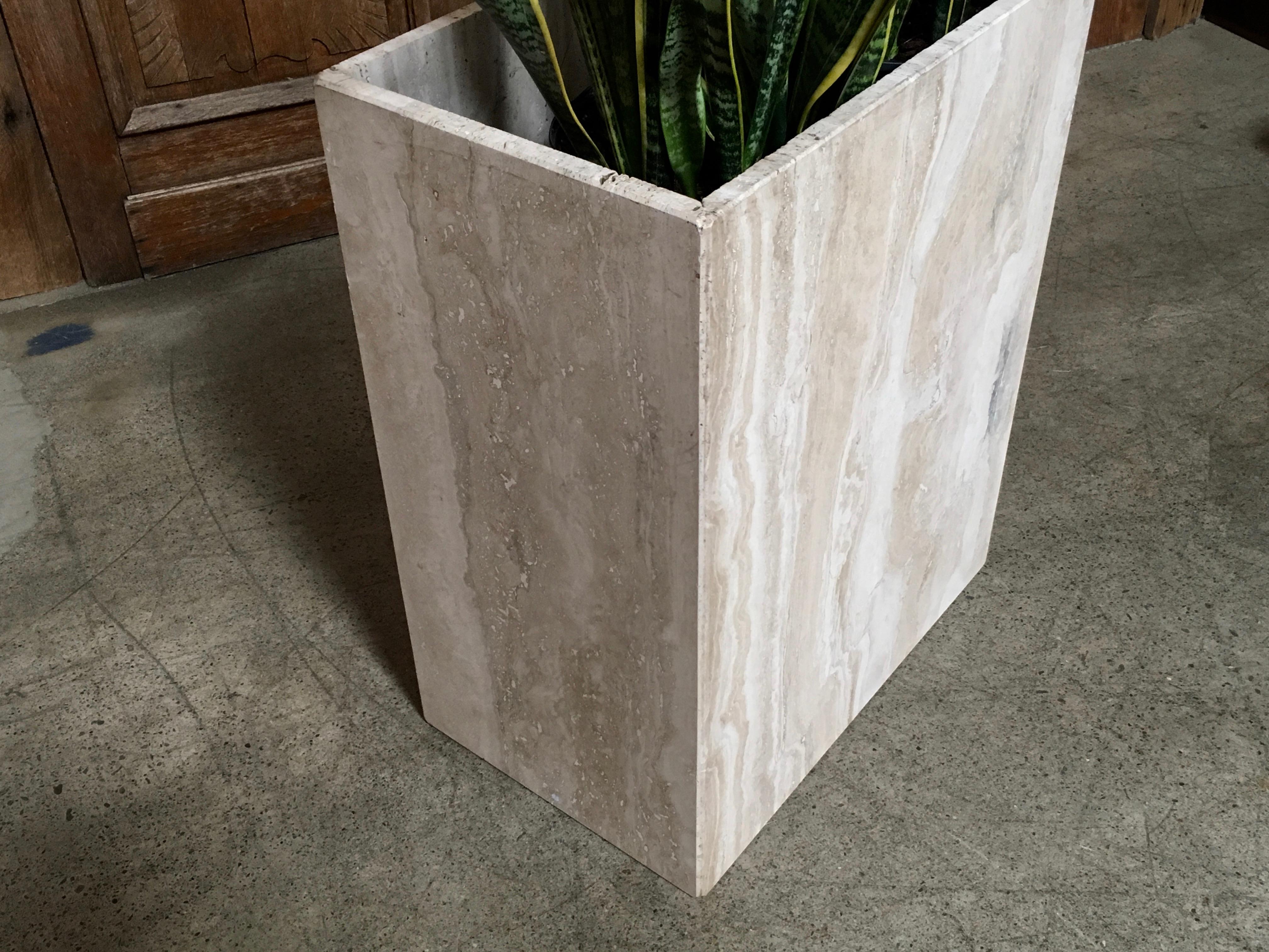 20th Century Modern Travertine Marble Planter