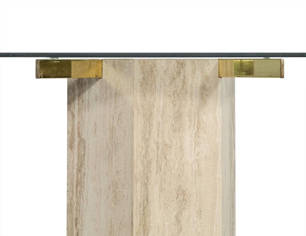 Modern Travertine Occasional Breakfast Table In Good Condition In North York, ON