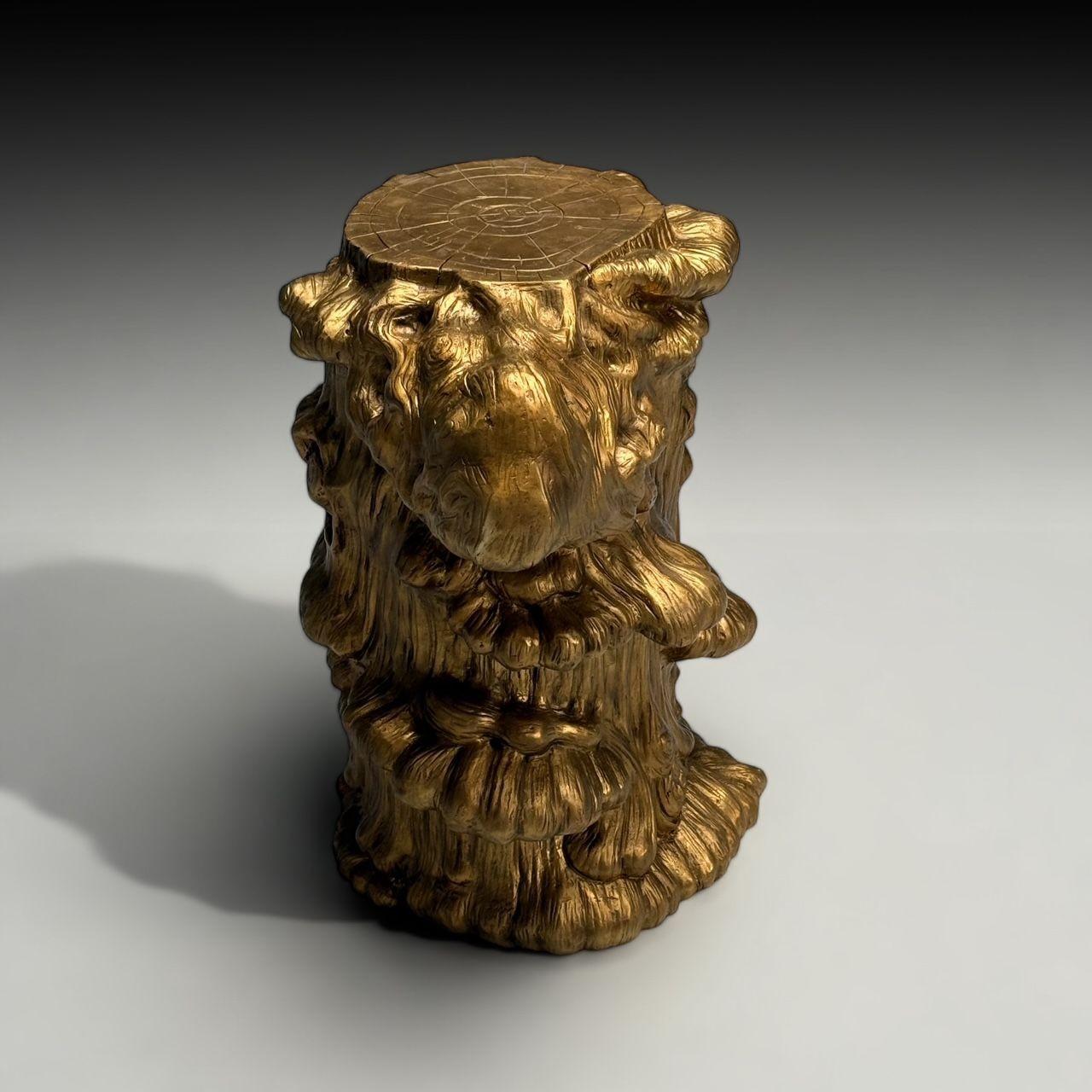 Contemporary Modern Tree Trunk Sculptural Side Table, Cast Bronze, American, 21st C. For Sale