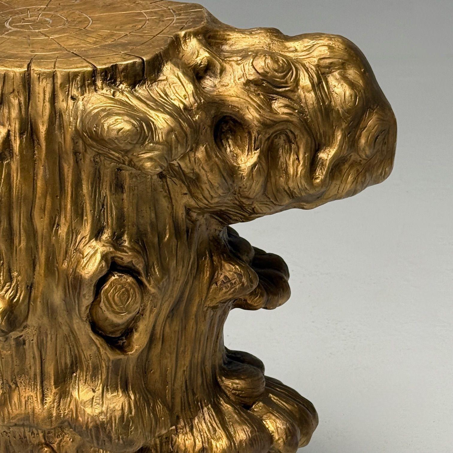 Modern Tree Trunk Sculptural Side Table, Cast Bronze, American, 21st C. For Sale 4