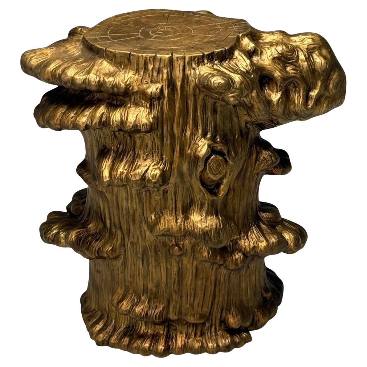 Modern Tree Trunk Sculptural Side Table, Cast Bronze, American, 21st C. For Sale