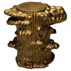 Mesa auxiliar escultórica moderna con tronco de árbol, Bronce fundido, Americana, S. XXI