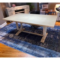Modern Trestle End Dining Table, Greyed