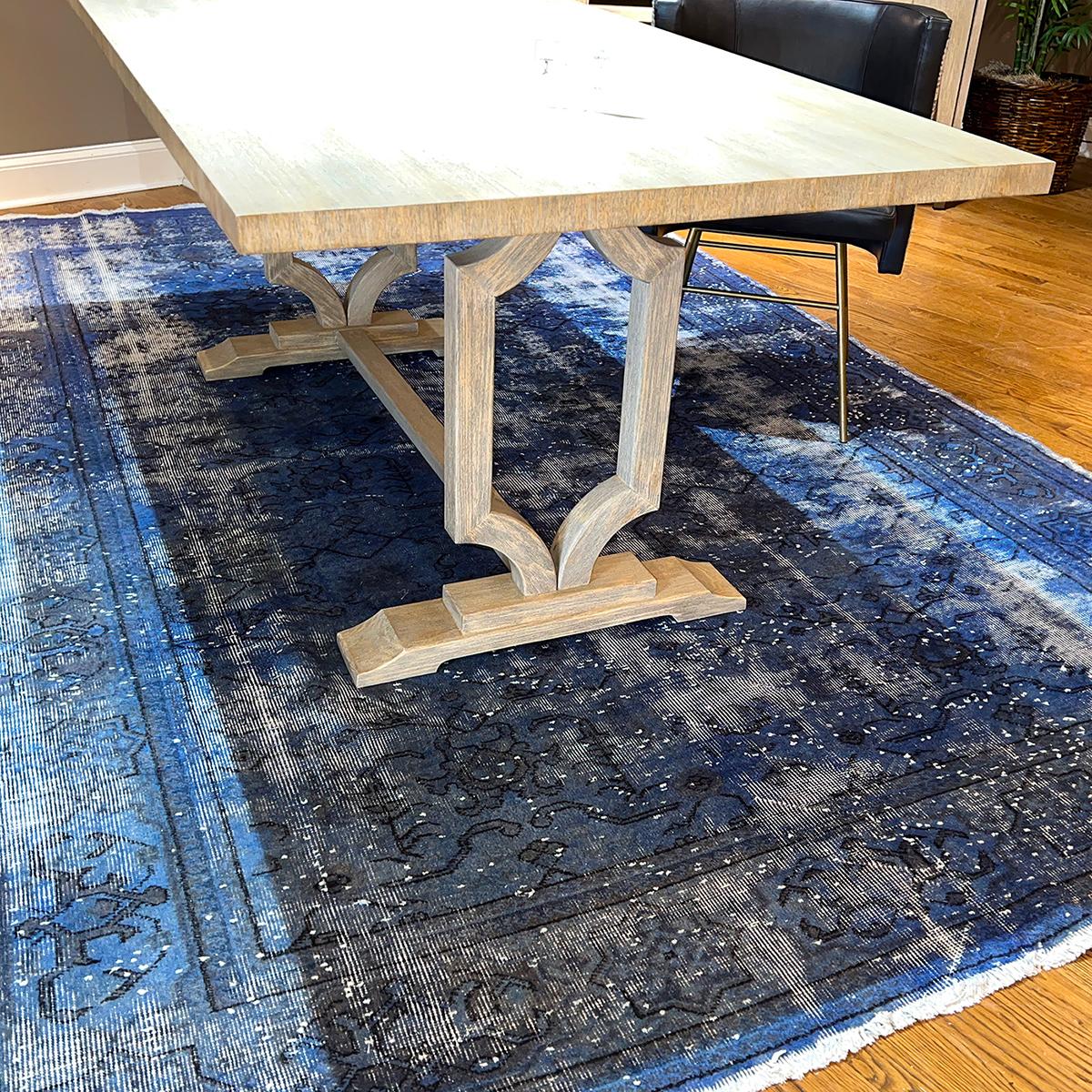 Vietnamese Modern Trestle End Dining Table, Greyed For Sale