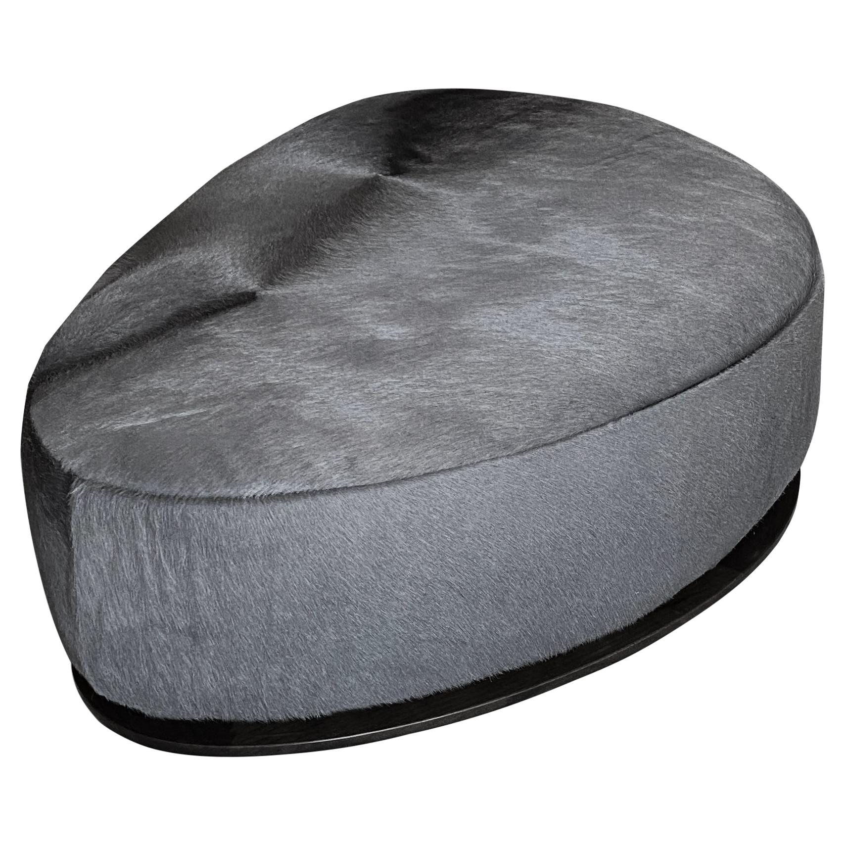 Modern Triangle Ottoman with Walnut Base COM ONLY For Sale