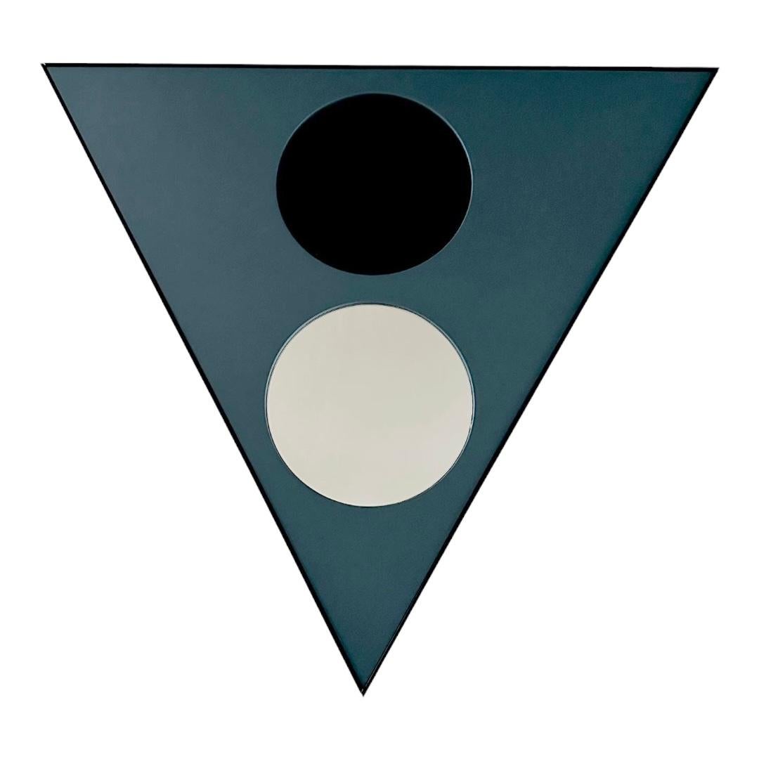 Modern Triangular blue petrol Mirror 'Amore E Psiche' In New Condition For Sale In Milan, IT