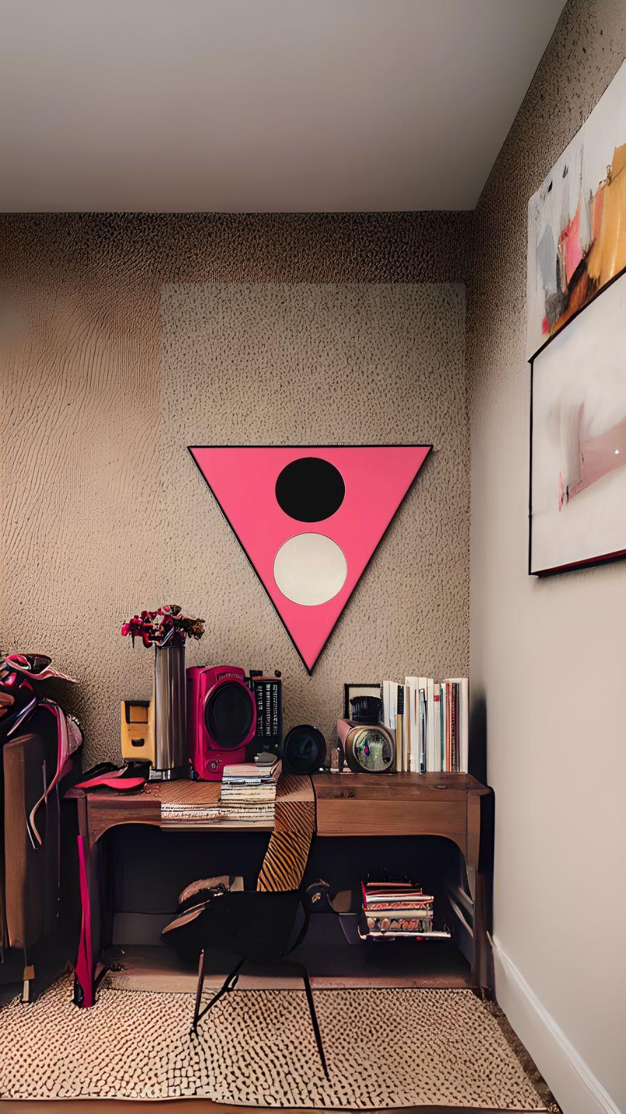 Modern Triangular Mirror 'Amore E Psiche', in Bubble Pink Iron In New Condition For Sale In Milan, IT