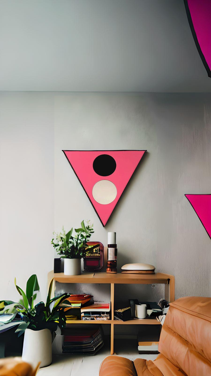 Contemporary Modern Triangular Mirror 'Amore E Psiche', in Bubble Pink Iron For Sale